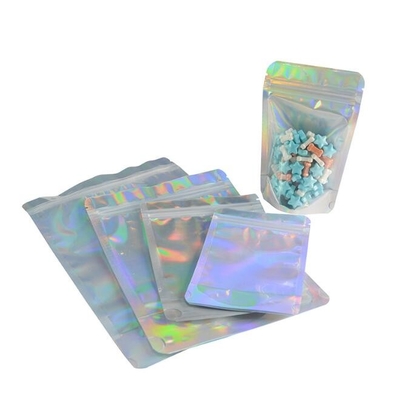 BRC Stand Up Zipper Pouch Food Grade Holographic Film Aluminum Foil Inside