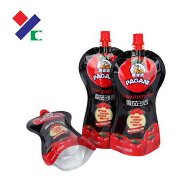 1000ml Stand Up Spout Pouch Customized Printed Plastic Tomato Sauce Packaging Doypack