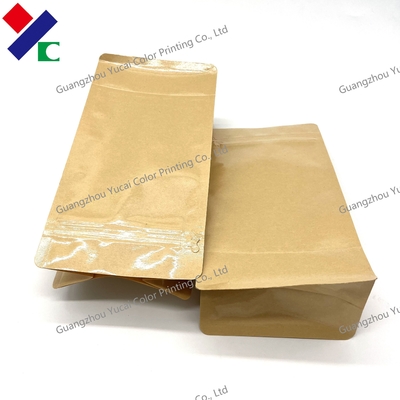 Biodegradable Brown Kraft Paper Stand Up Pouch With Zipper Food Packaging Bag