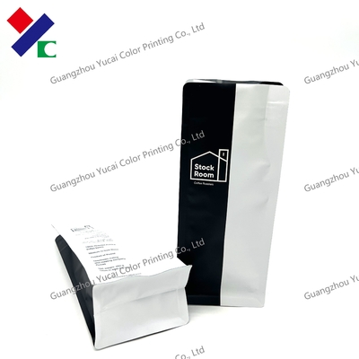250g Zipper Coffee Packaging Pouches Matte Printing Aluminum Foil Flat Bottom Bags With Valve