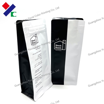 250g Zipper Coffee Packaging Pouches Matte Printing Aluminum Foil Flat Bottom Bags With Valve