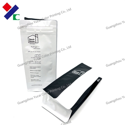 250g Zipper Coffee Packaging Pouches Matte Printing Aluminum Foil Flat Bottom Bags With Valve