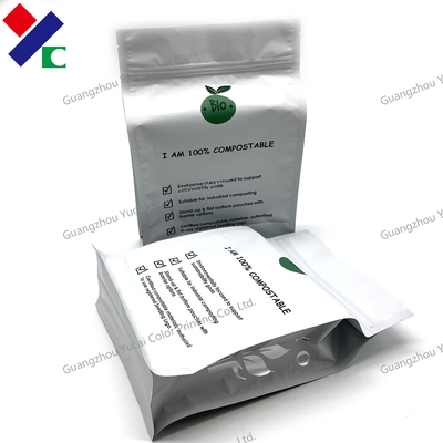Compostable Flat Bottom Stand Up Pouch Gloss Finish Air Tightness