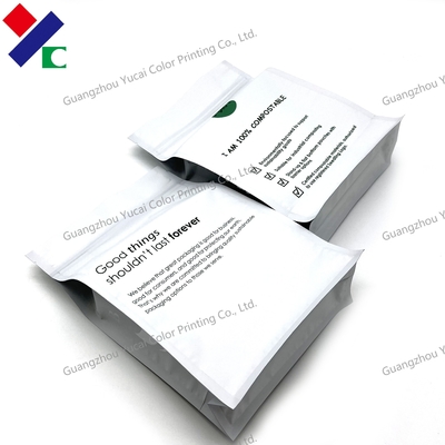 Compostable Flat Bottom Stand Up Pouch Gloss Finish Air Tightness