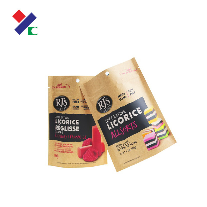 Matte Varnish Printing Kraft Paper Pouch Plastic Liner High Barrier Packaging